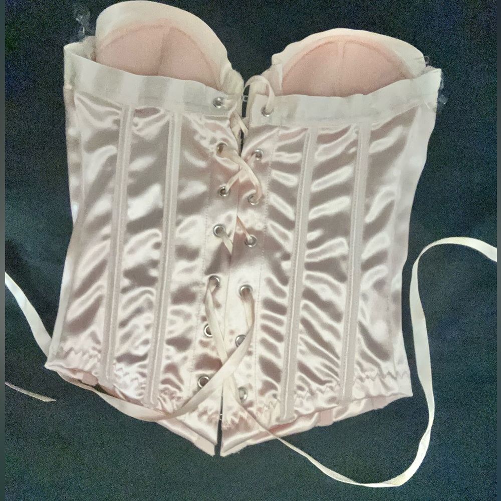 Baby pink silk corset top
